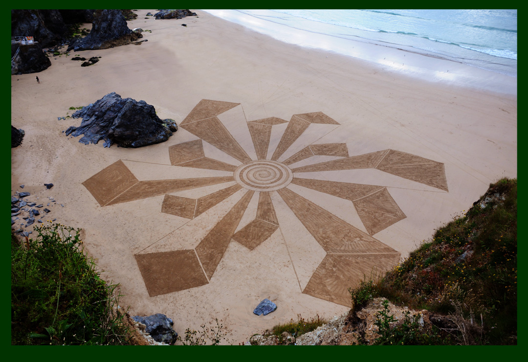 Raked Sand in Newquay, Cornwell, England